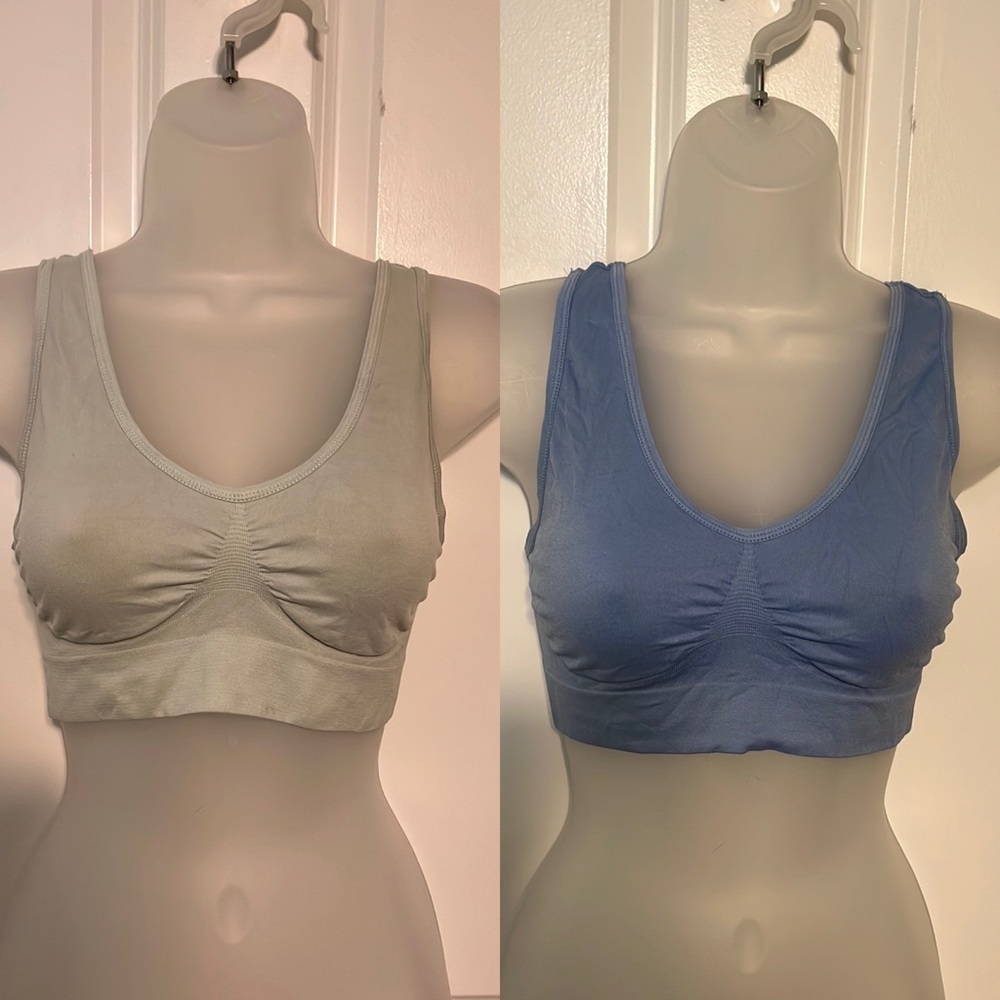 COPY - Rhonda Shear | “Perfect Match" Wireless Bra | lt green/blue | Set o…